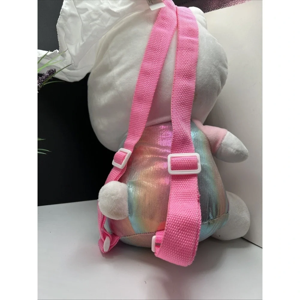 Hello Kitty‎ Rainbow iridescent pink Plush Backpack adjustable straps 10x8x14